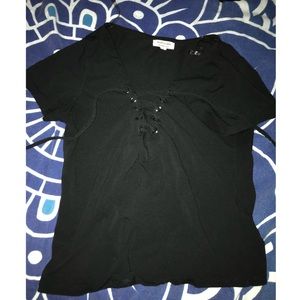 Lace Up Black Shirt
